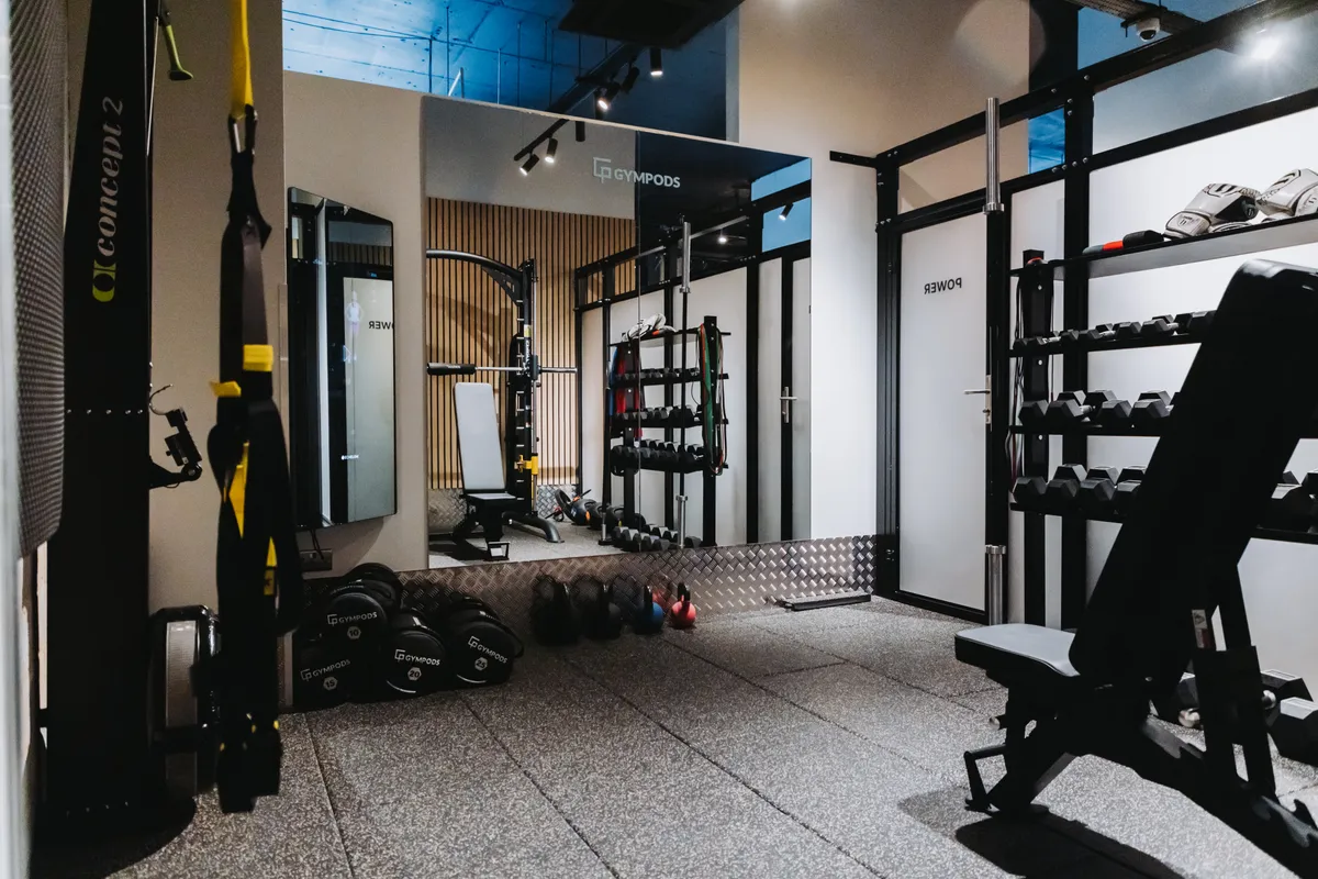 Inside a private Power POD at GYMPODS Putney — fully equipped for personal training sessions
